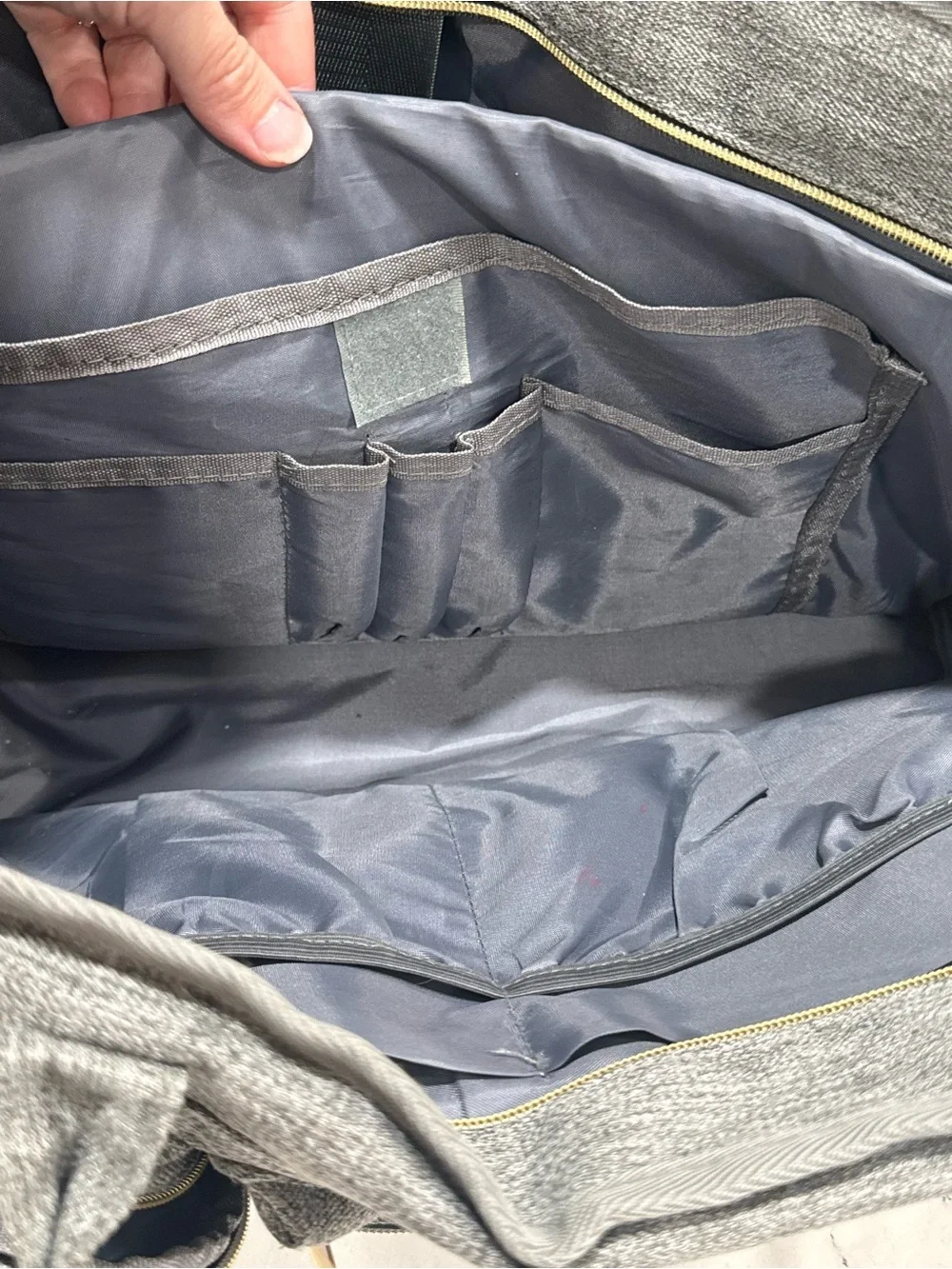 Rabjen Gray Multifunction Tote, Diaper Bag, Laptop, Shoulder Strap, Fits 15.6”